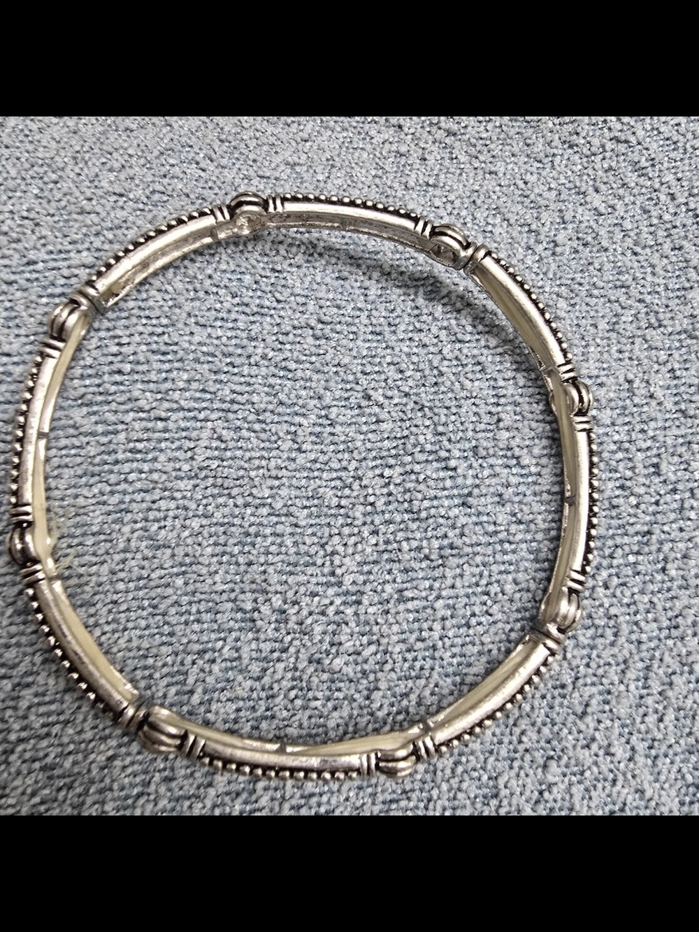 Sterling Silver-Color Bamboo Link Bangle Bracelet